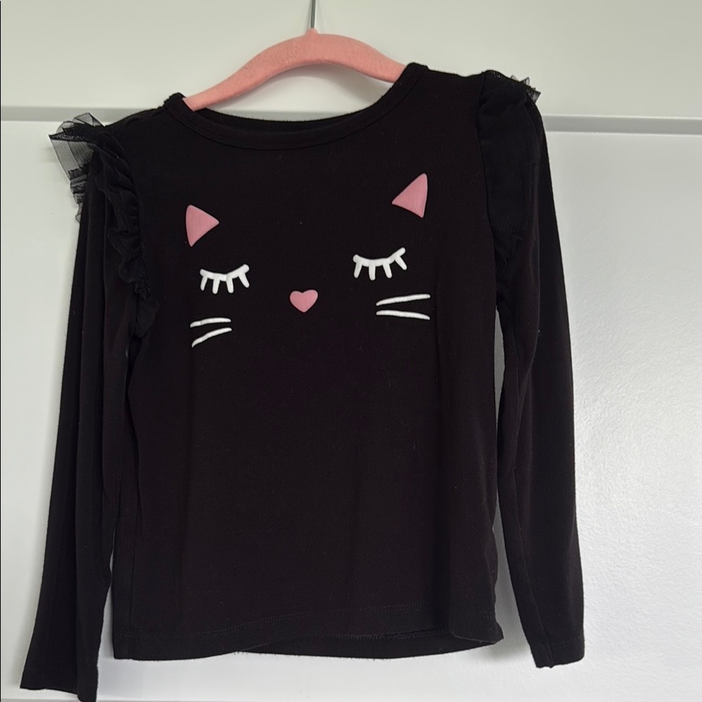 Little Sleepies Play Black Cat Face Shirt